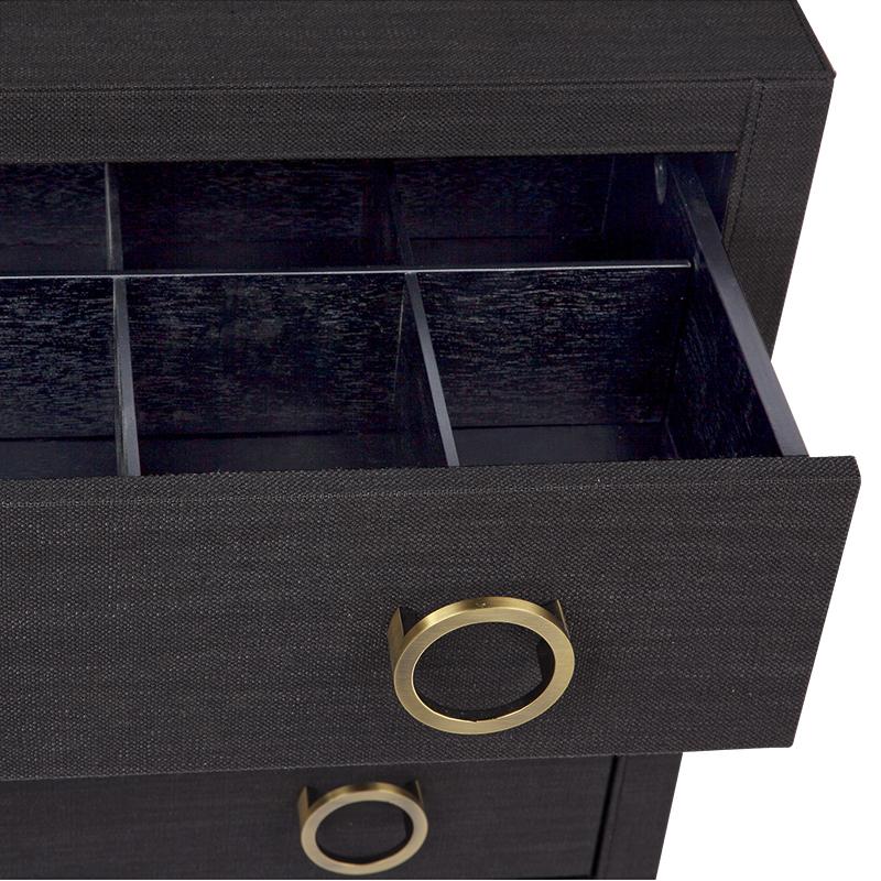 Astley Upholstered Bedside Table - Charcoal Linen - Image 4