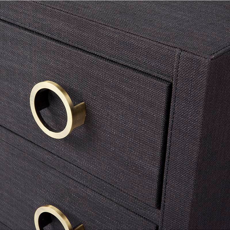Astley Upholstered Bedside Table - Charcoal Linen - Image 5