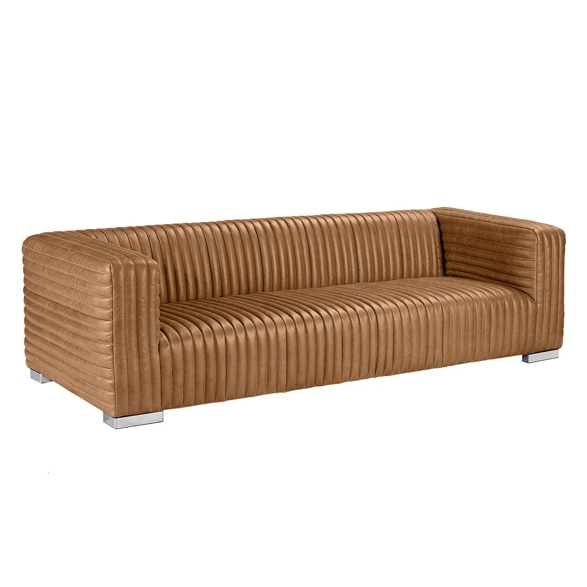 Granger 3 Seater Sofa - Light Brown Leather - Image 3