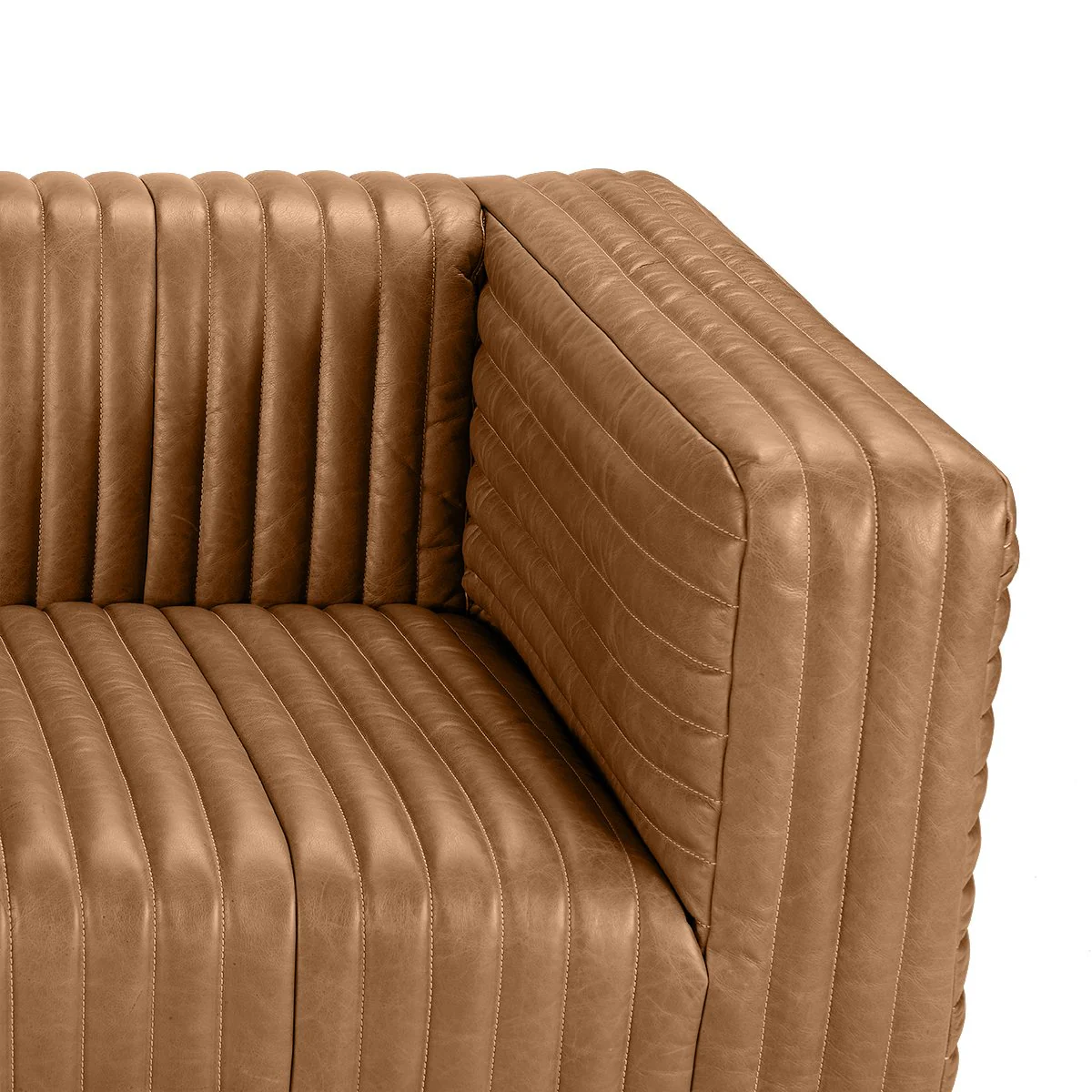 Granger 3 Seater Sofa - Light Brown Leather - Image 5