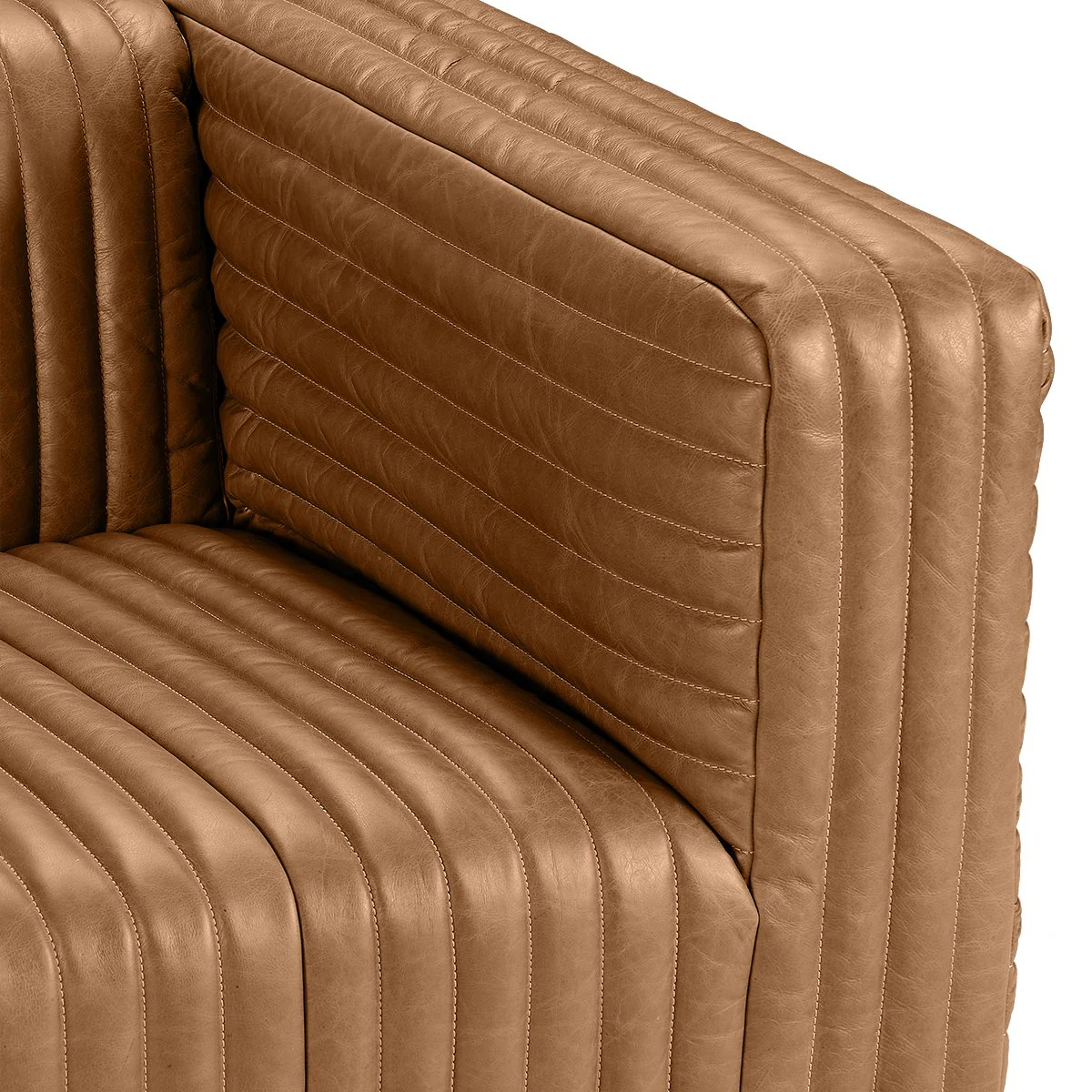 Granger 3 Seater Sofa - Light Brown Leather - Image 6