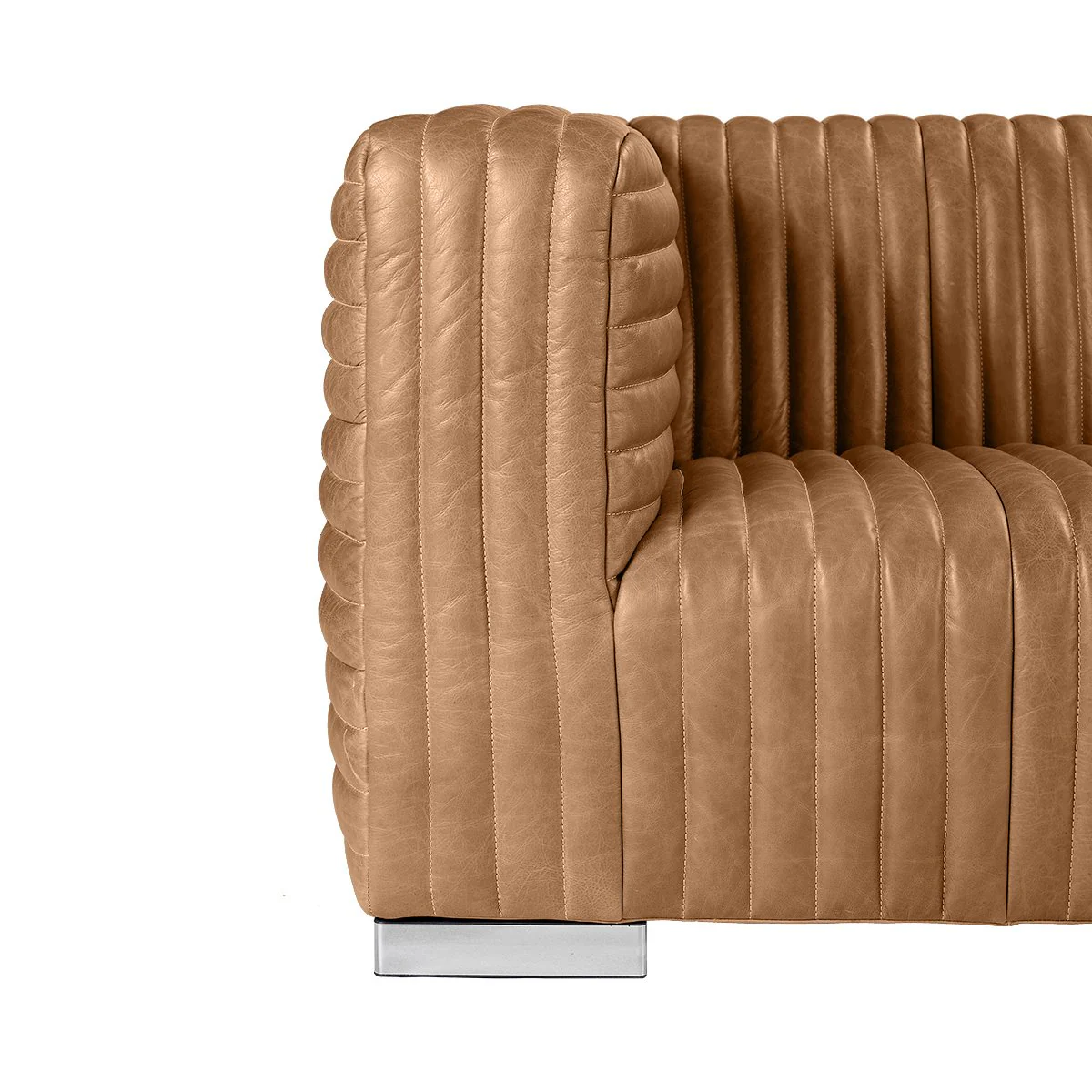 Granger 3 Seater Sofa - Light Brown Leather - Image 7