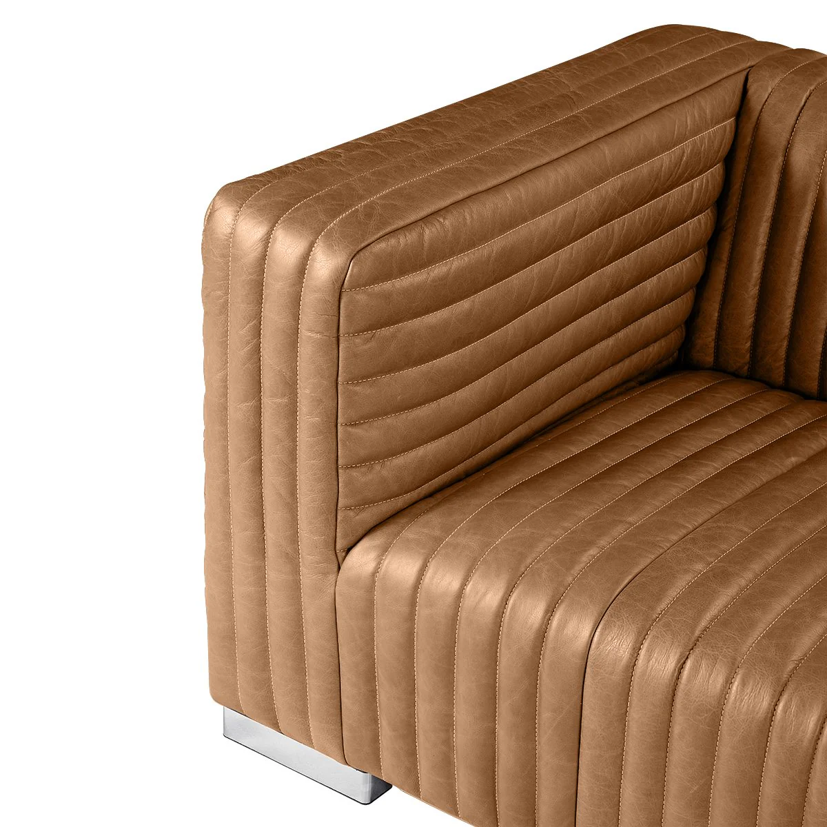 Granger 3 Seater Sofa - Light Brown Leather - Image 8