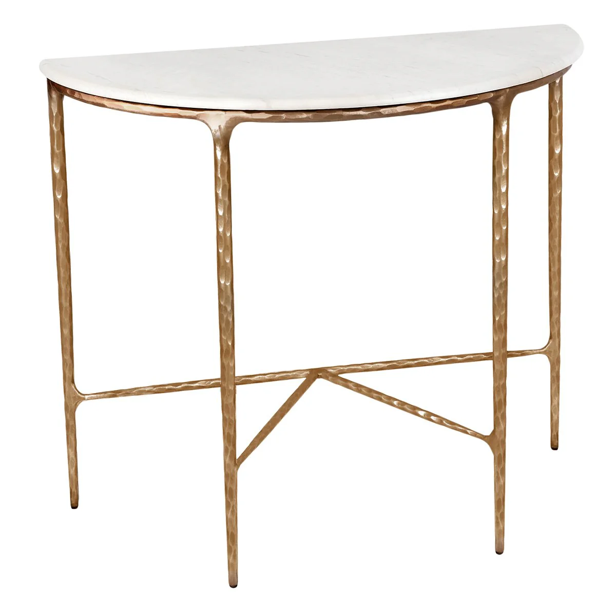 Heston Marble Demilune Table - Brass - Image 3