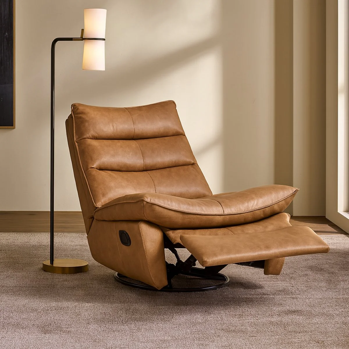 Lusitano Recliner Chair - Light Brown Leather - Image 2