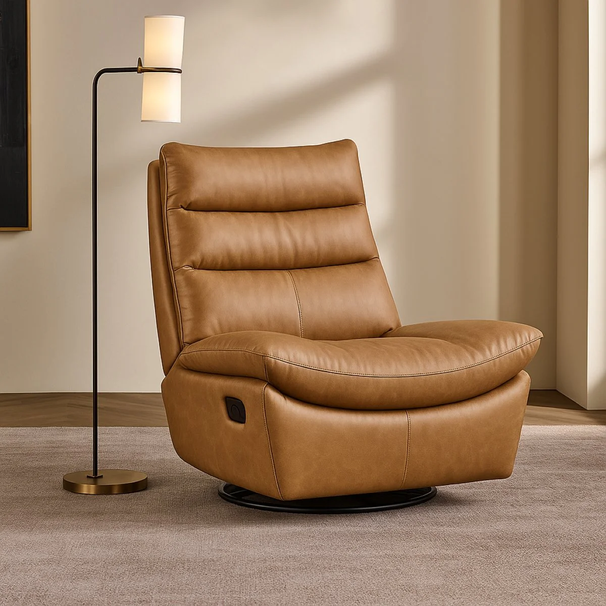 Lusitano Recliner Chair - Light Brown Leather - Image 4