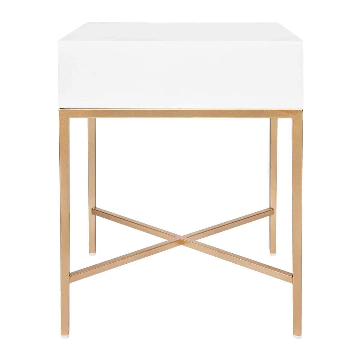 Nessa 1 Drawer Bedside Table -White/Gold - Image 5