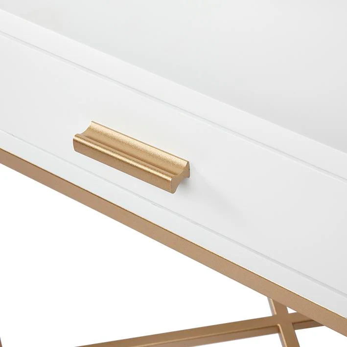 Nessa 1 Drawer Bedside Table -White/Gold - Image 6