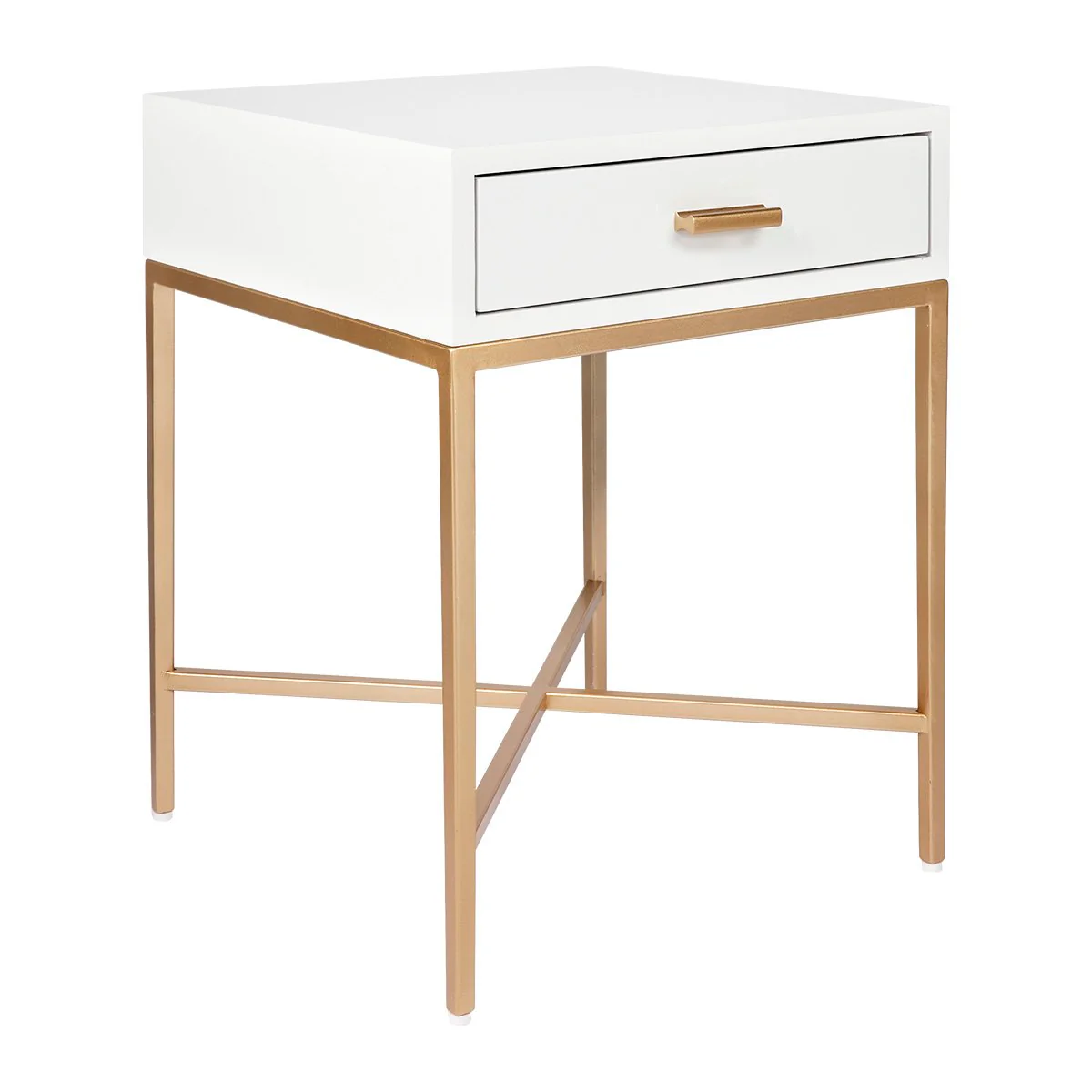 Nessa 1 Drawer Bedside Table -White/Gold - Image 7